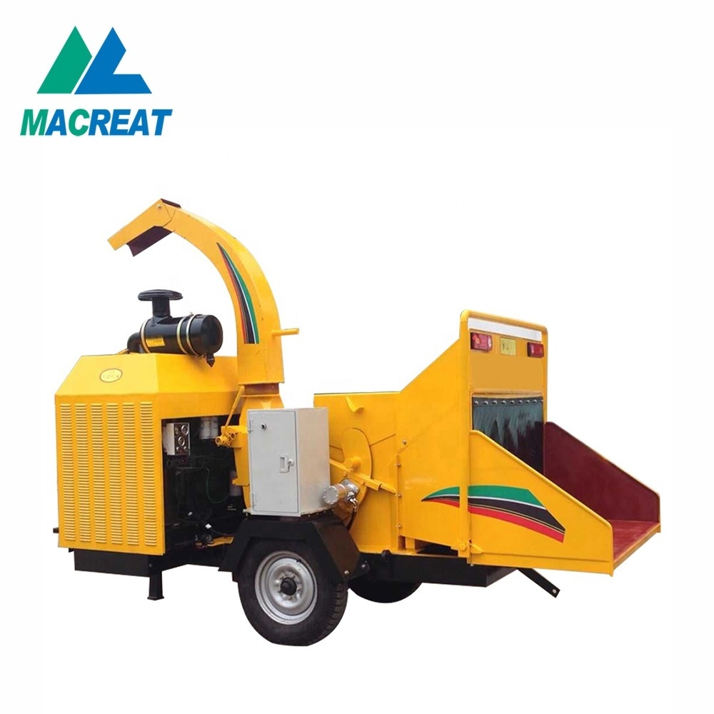 MACREAT commercial drum chipper machine industrial electric pto driven powered tree log shredder mobile wood chipper for sale