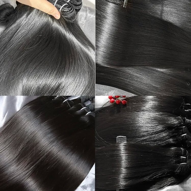 Unprocessed Vietnamese Virgin Cuticle Intact Hair Bundle Vendors Bulk Double Drawn Weft Raw Indian Temple Human Hair Extensions