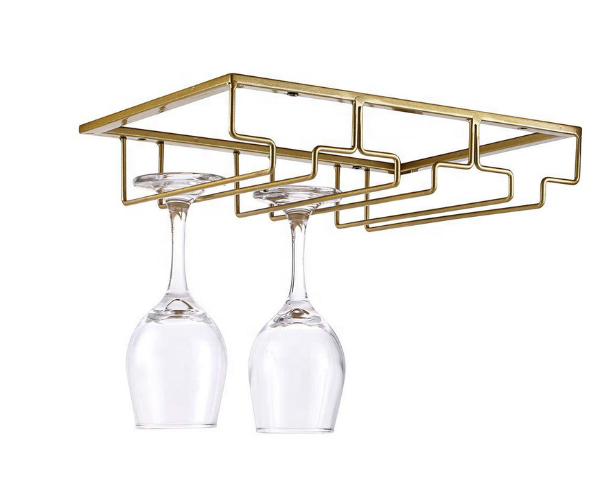 Under Cabinet Hanging Metal Stemware Wine Glass Rack for Bar Kitchen