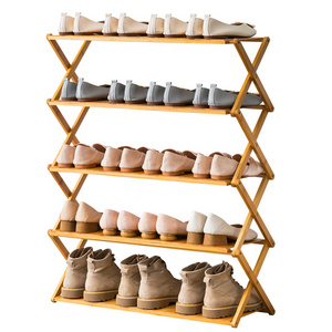 2/3/4/5/6 tier Portable no assembly Foldable designs amazing living wooden bamboo Panel shoe racks for home