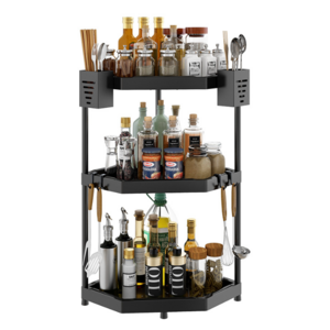 Multi-Layer Kitchen Corner Shelf Non-Perforated Seasoning Rack Countertop Storage for Spices Packaged in Box