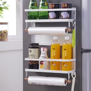 Metal Fridge Side Holder Shelf Magnetic Refrigerator Storage Organizer Tool Hanging Rack