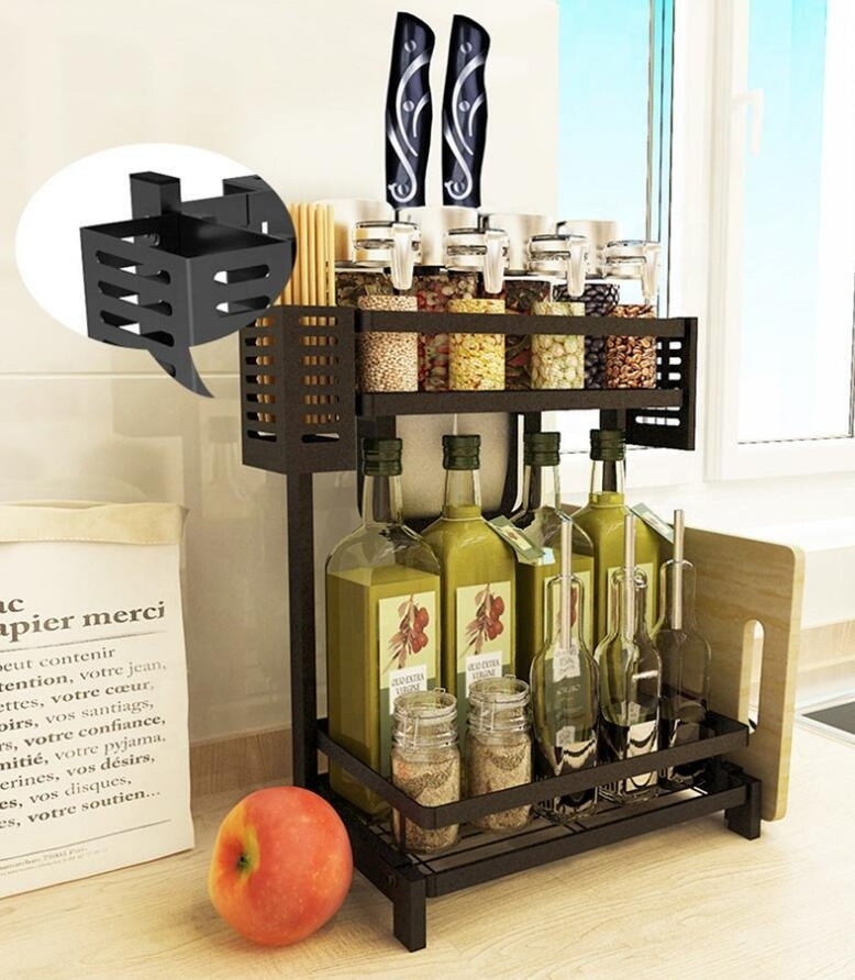 Spice Rack 2 Tier Holder Storage Shelf Cabinet Organizer Kitchen