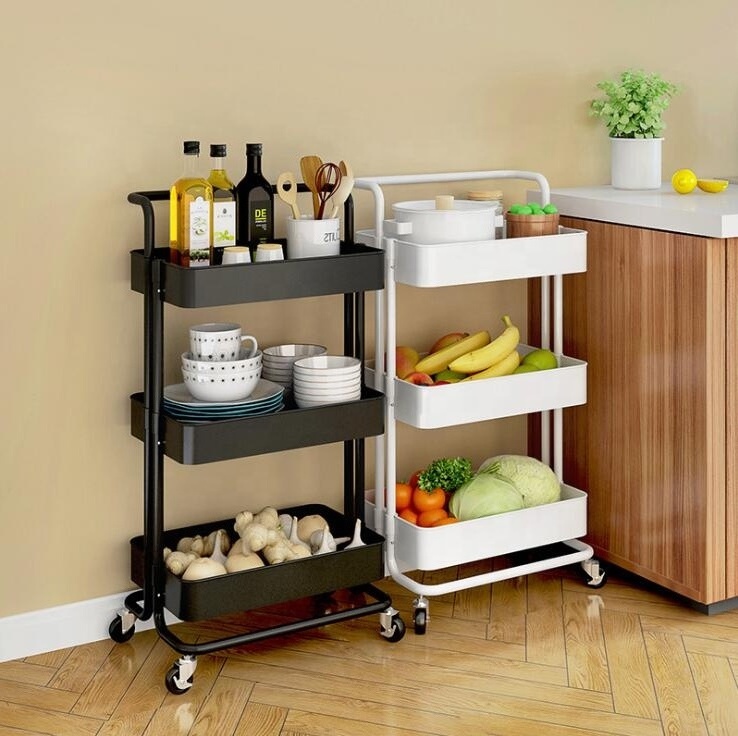 3-tier multi-functional slim storage cart narrow space storage shelf organizer plastic organizer kitchen racks with wheels