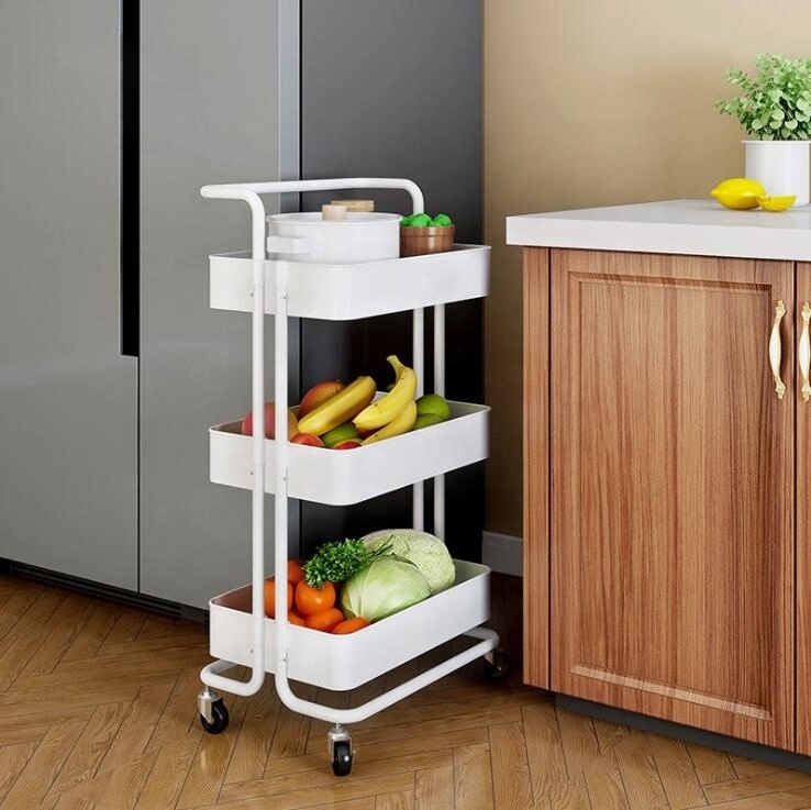 3-tier multi-functional slim storage cart narrow space storage shelf organizer plastic organizer kitchen racks with wheels