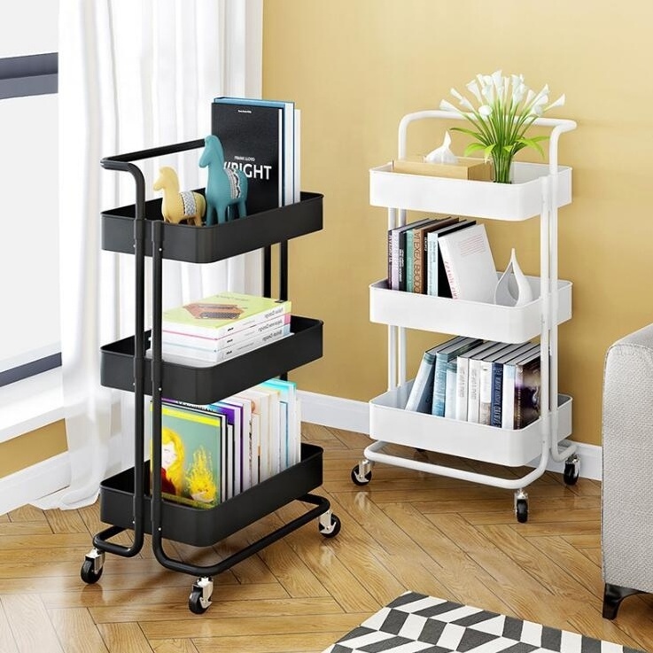 3-tier multi-functional slim storage cart narrow space storage shelf organizer plastic organizer kitchen racks with wheels