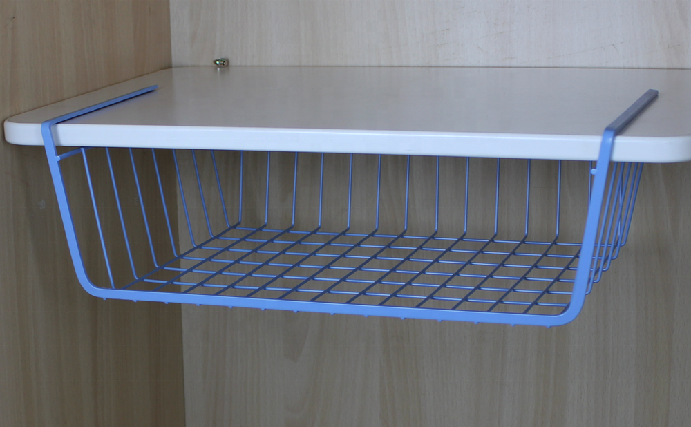 Kitchen Cabinet Wire Under Storage Basket Organizer Hanging Shelf