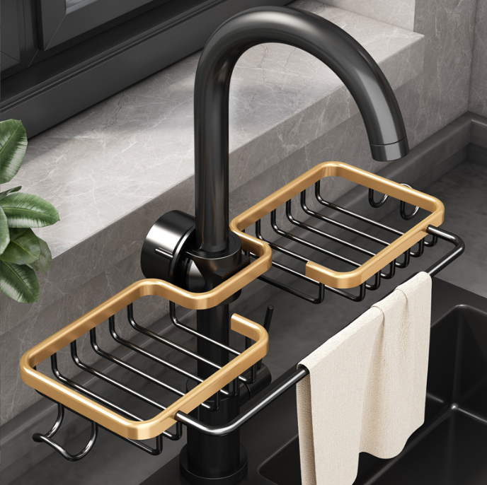 Kitchen storage rack faucet storage rack Household sponge rag drain hanging basket sink