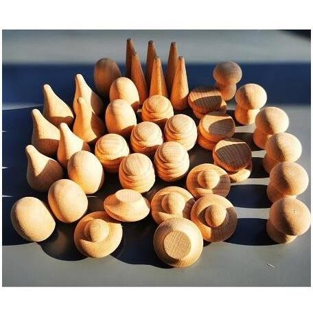 Children Handmade Painting Wooden Peg Dolls Mushroom Fish Trees Snowman