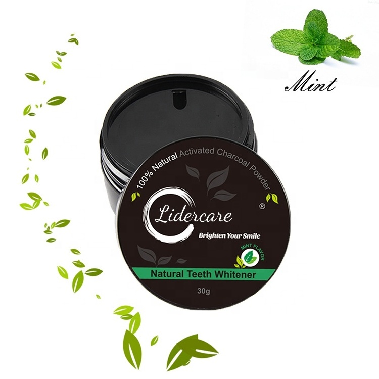 100% natural activated charcoal powder teeth whiten 30g brighten teeth mint flavor teeth whitening powder