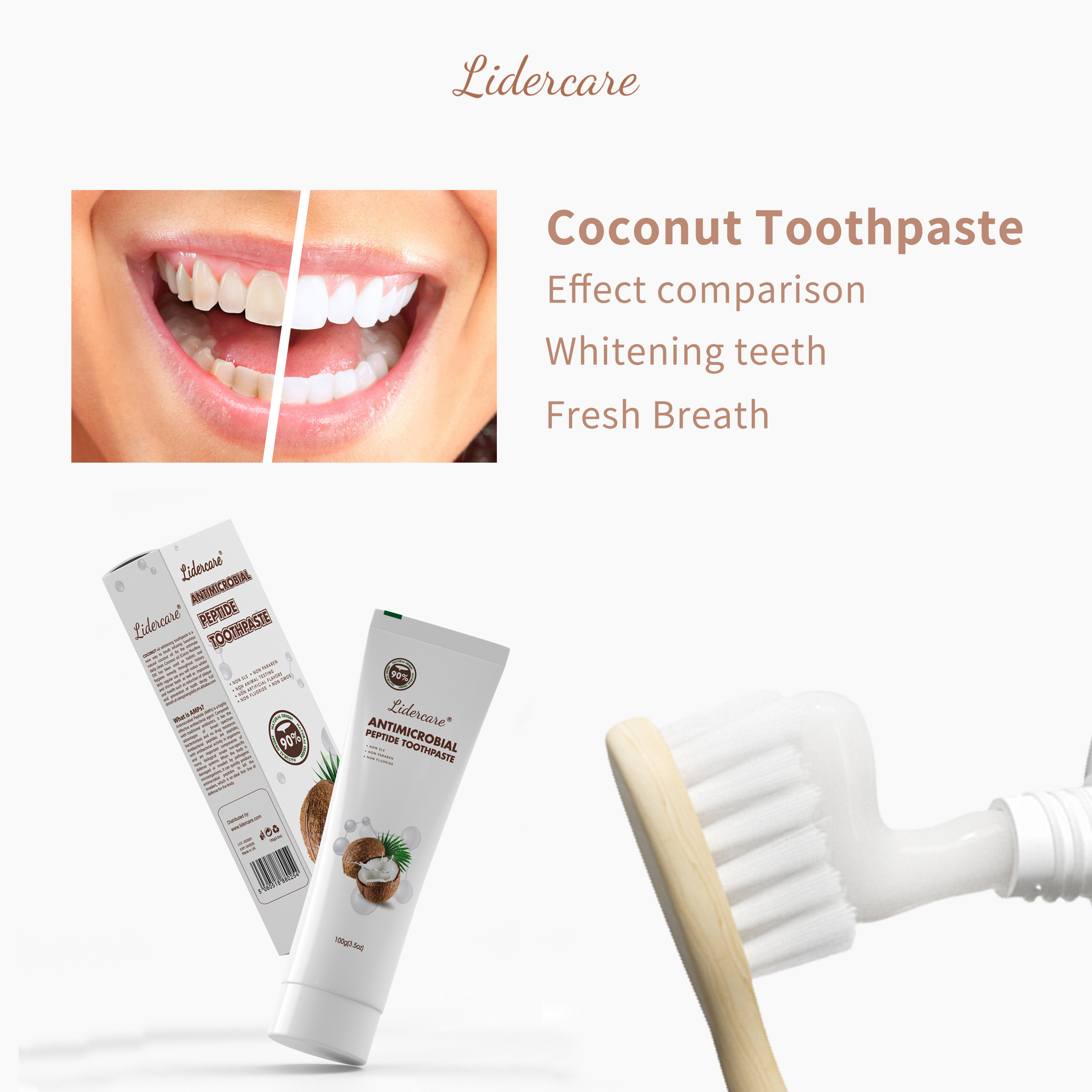 Organic SLS Free Coconut Oil Whitening Toothpaste Vegan Fluoride Free Restorative Teeth Coconut Toothpaste