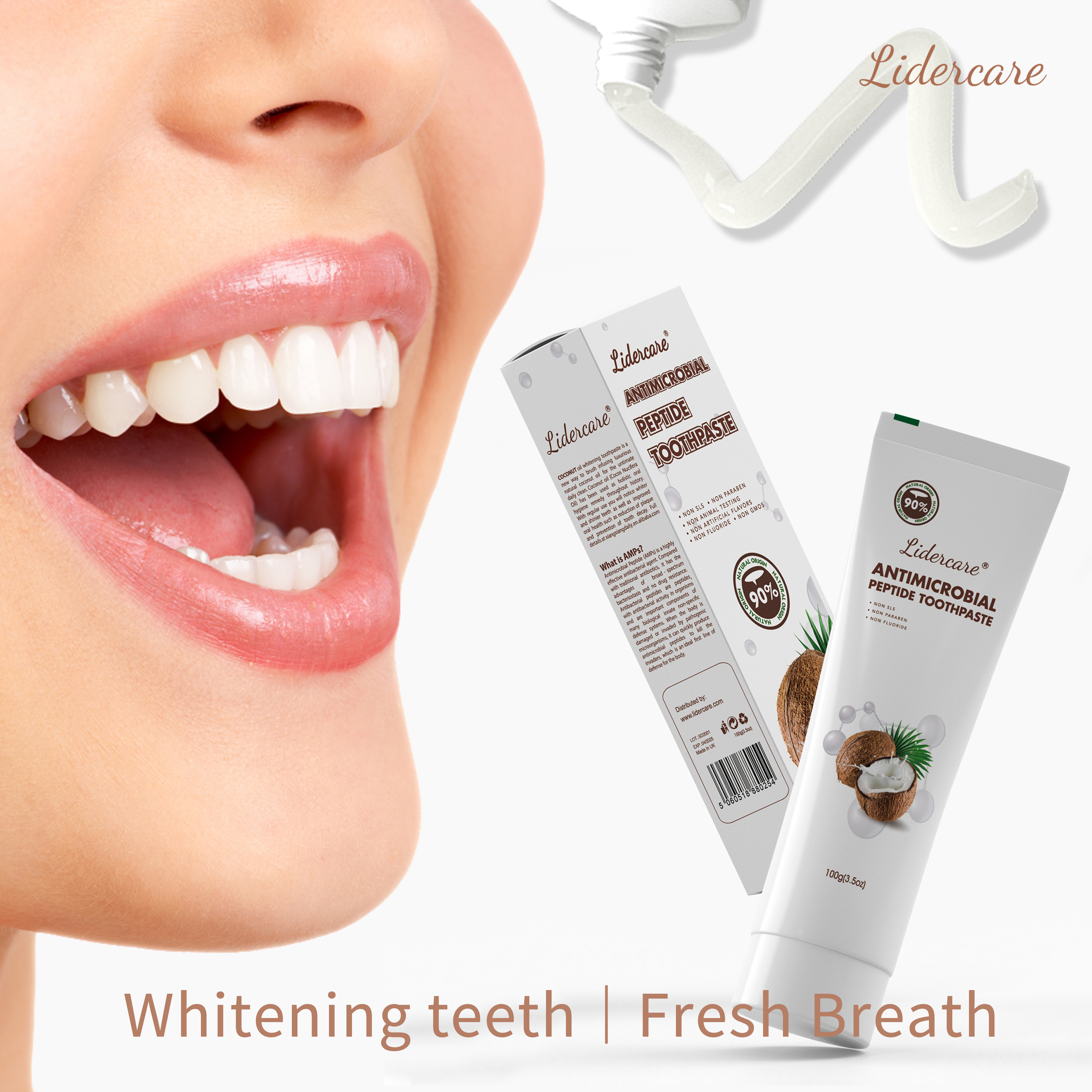 Organic SLS Free Coconut Oil Whitening Toothpaste Vegan Fluoride Free Restorative Teeth Coconut Toothpaste