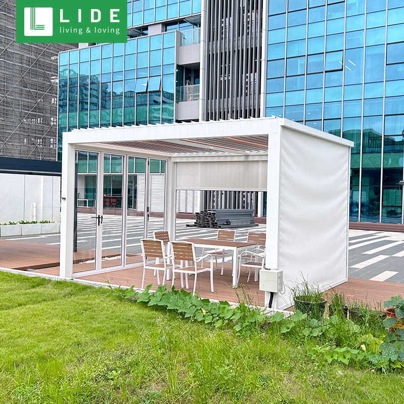 motorized metal shades waterproof pergola outdoor winter louver gazebo