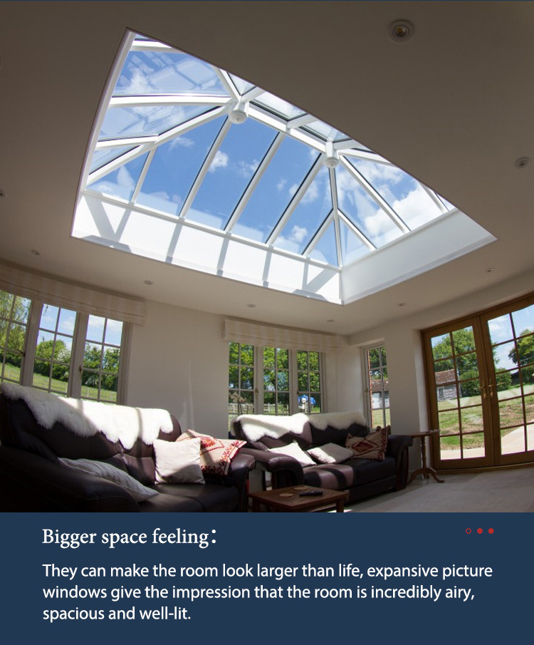 Roof skylight window loft skylight windows Aluminum frame fixed louver windows roof picture windows