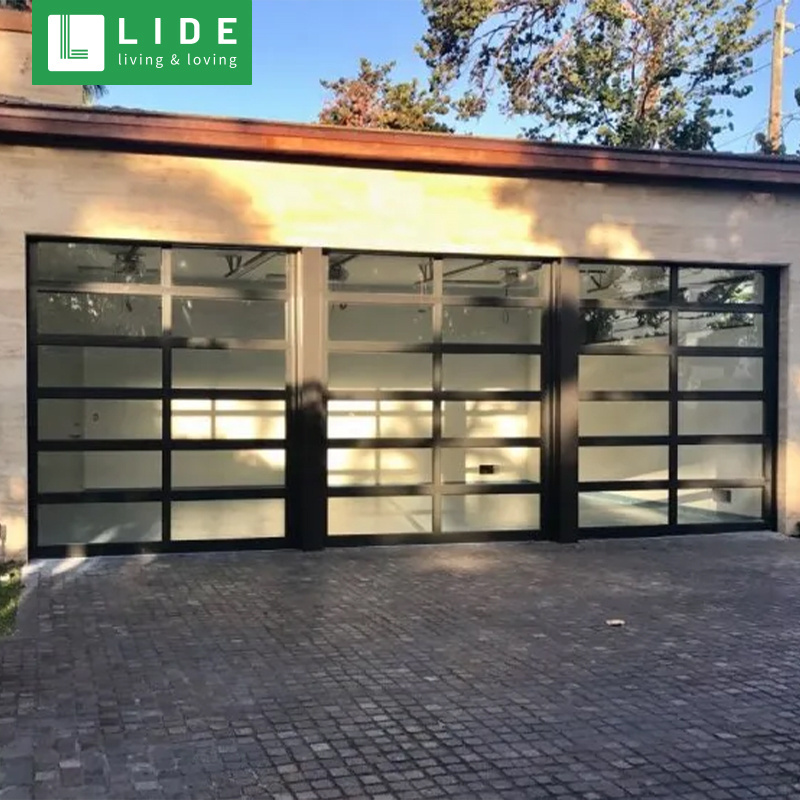 full view glass garage door sectional mirror bi-fold  glass garage door