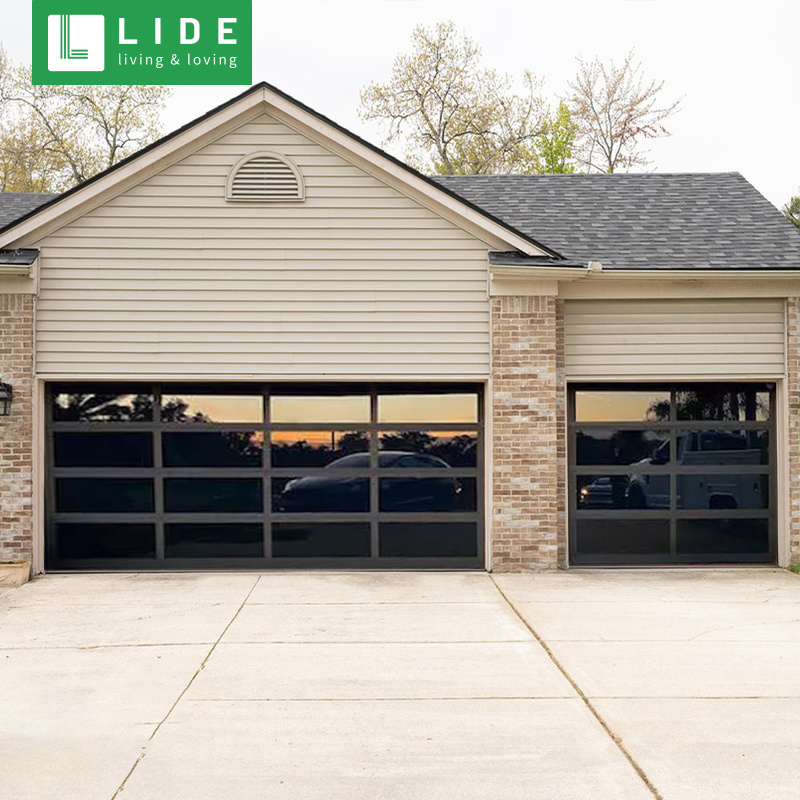 insulated 8x7 10 x 10 12x7 black glass garage door with glass windows wholesale cheap prices garage door