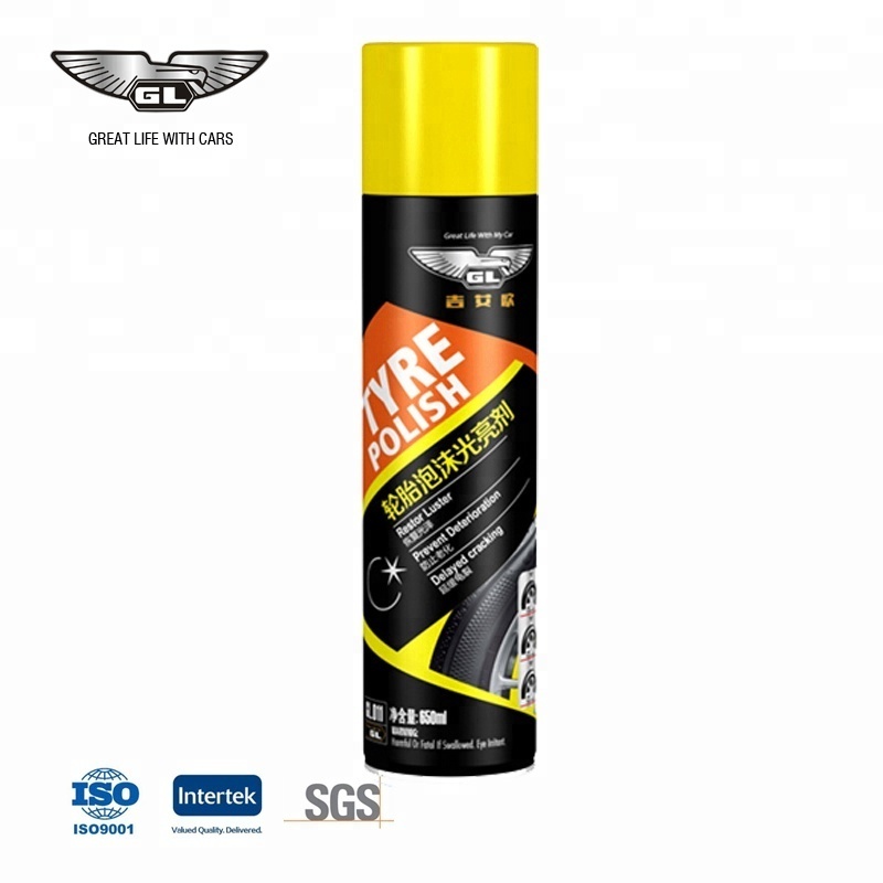 Private label tire and trim shine tyre wet spray foaming tire spray