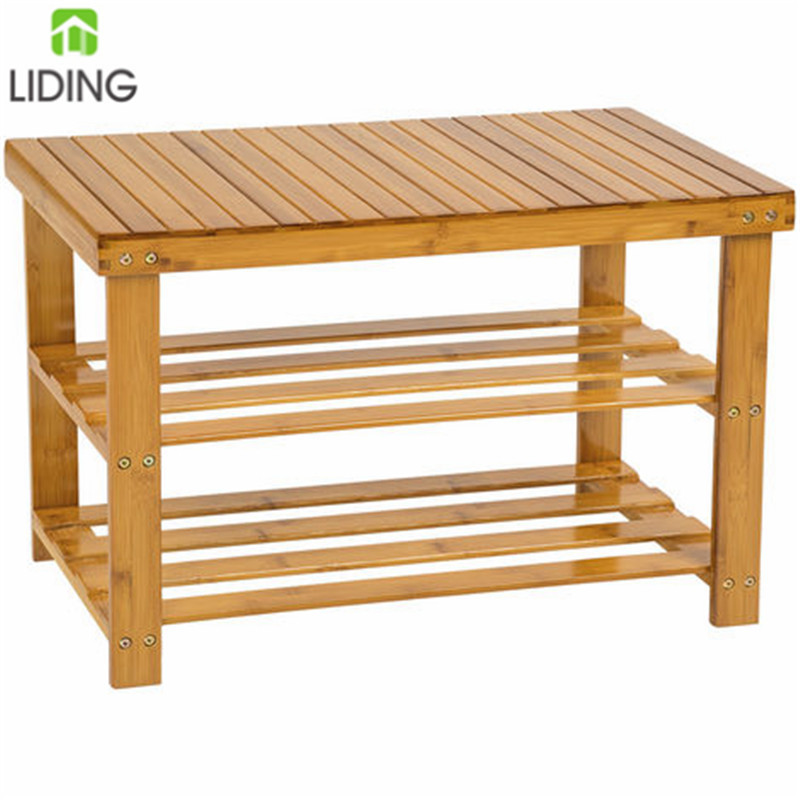 bamboo wooden shoe storage rack with bench, boot rack