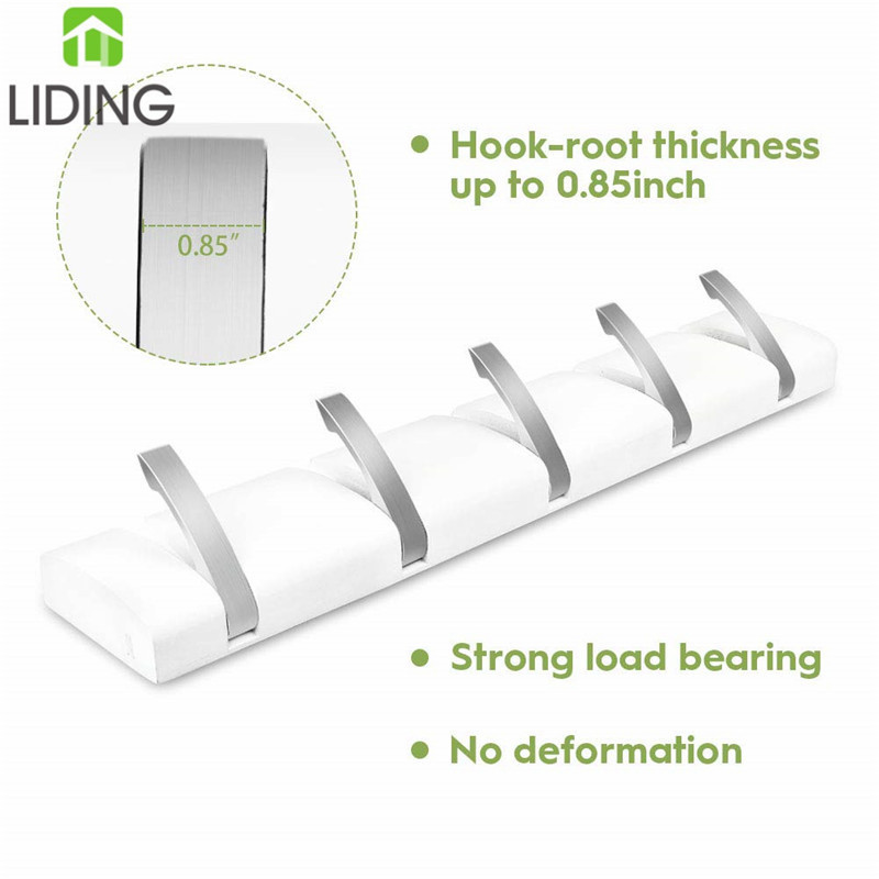 Bamboo 5-Hook Wall Mounted Floating Coat Rack White Finish