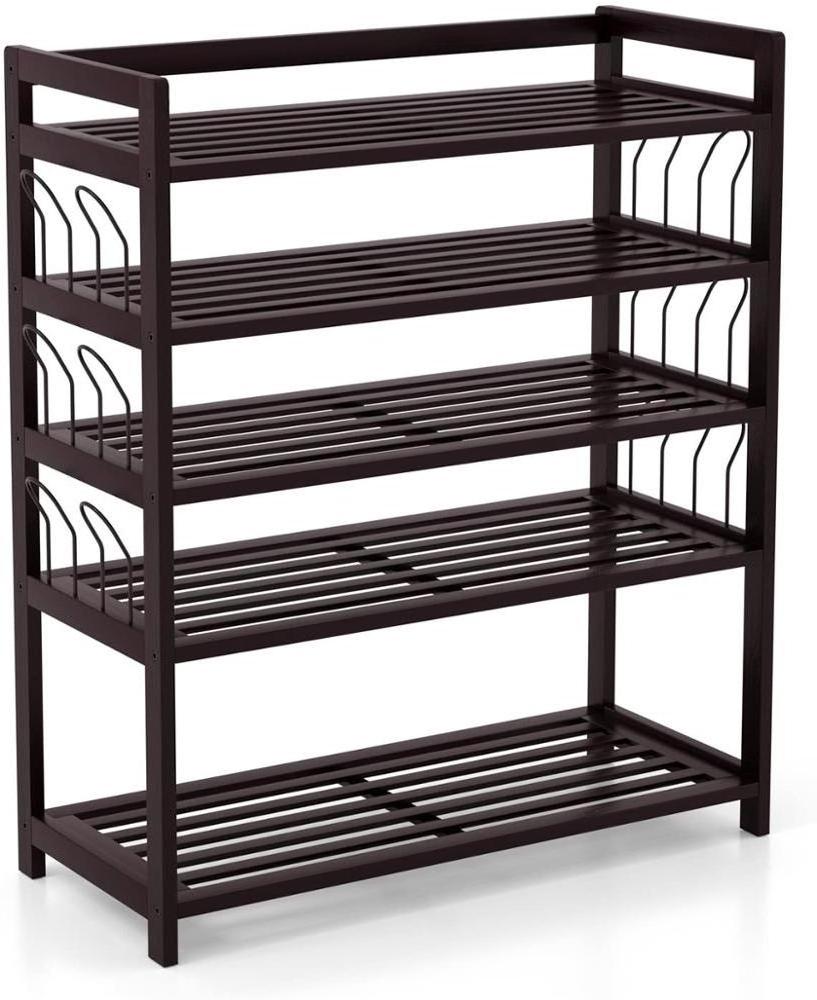 5 Tier Bamboo Shoe Rack Free Standing Shelves