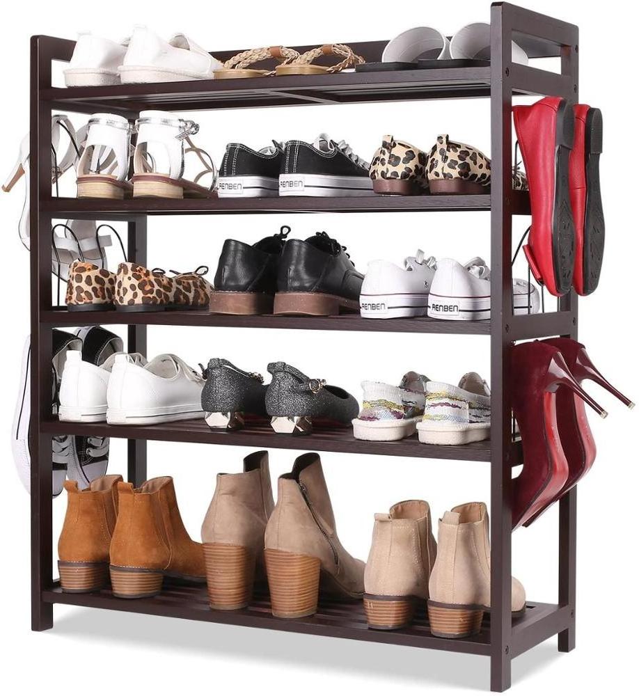 5 Tier Bamboo Shoe Rack Free Standing Shelves