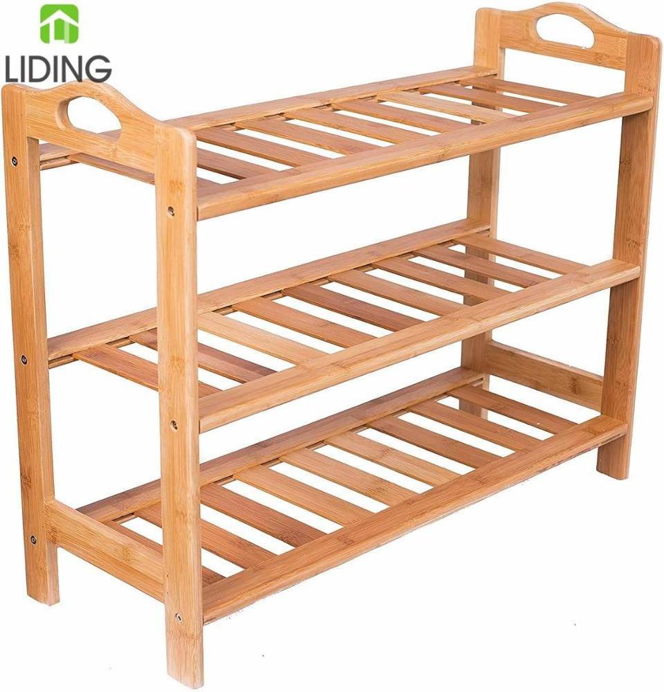 Bamboo Shoe Storage Rack Organizer for Bedroom, Closet, Entryway, Dorm Room, Chrome