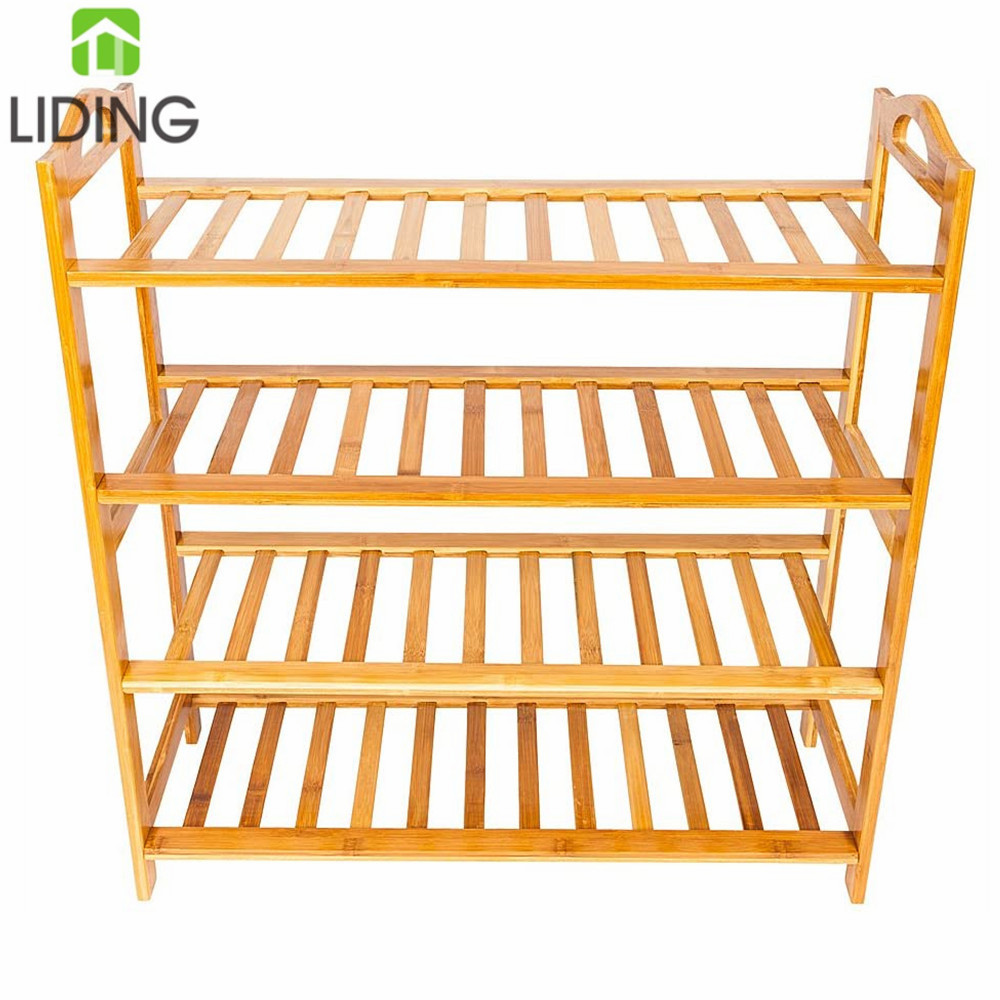 Bamboo Shoe Storage Rack Organizer for Bedroom, Closet, Entryway, Dorm Room, Chrome