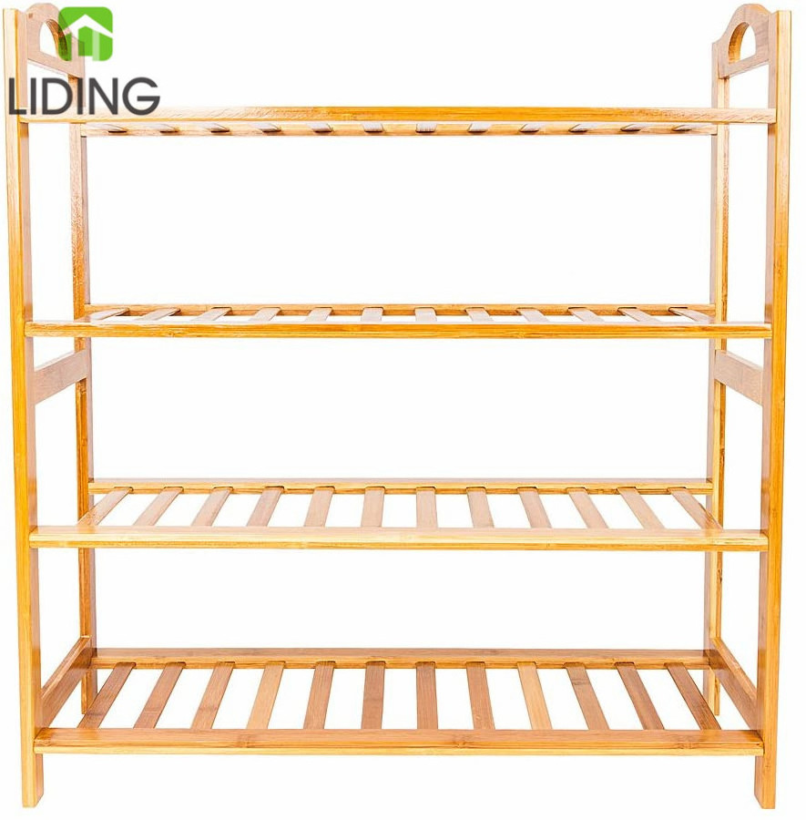 Bamboo Shoe Storage Rack Organizer for Bedroom, Closet, Entryway, Dorm Room, Chrome