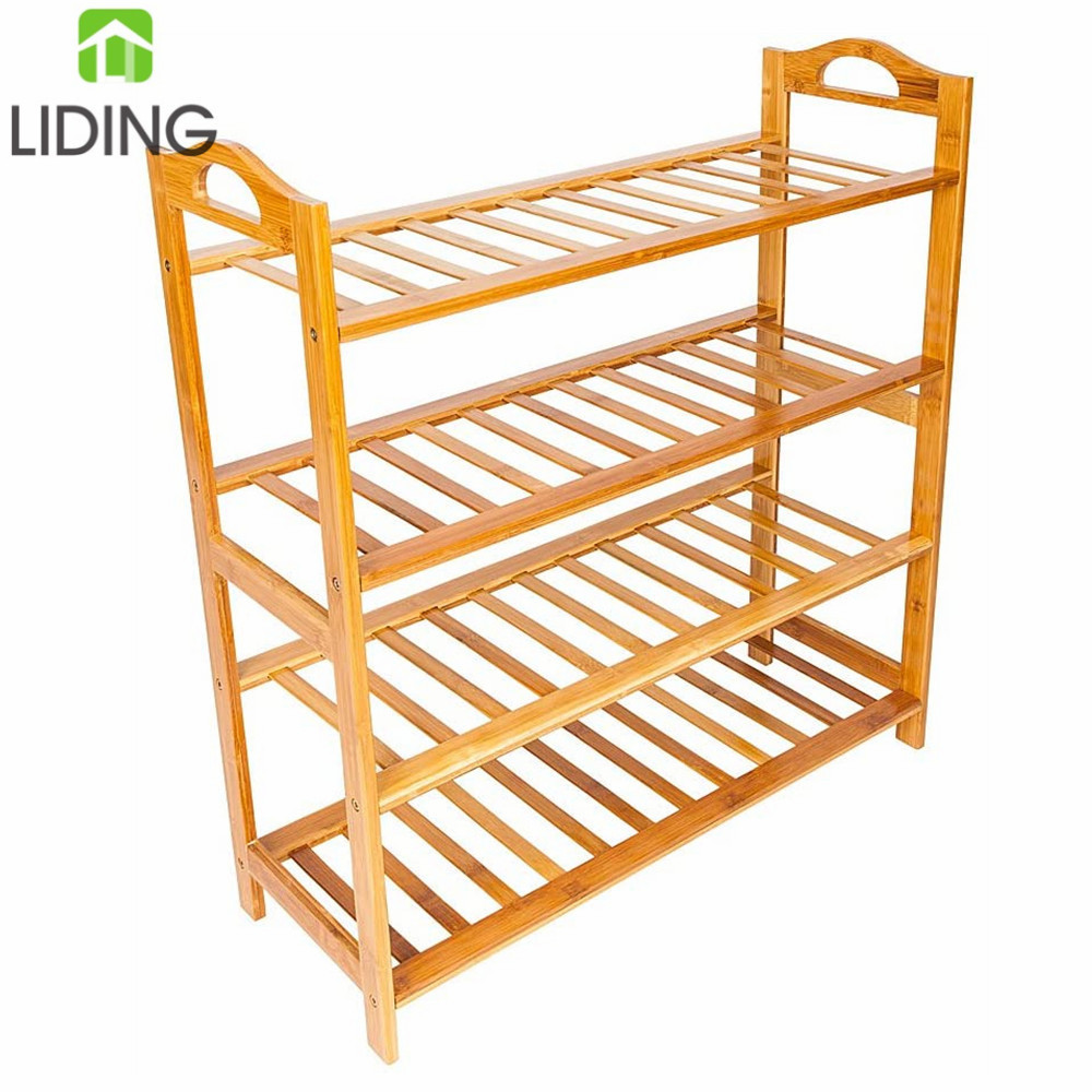 Bamboo Shoe Storage Rack Organizer for Bedroom, Closet, Entryway, Dorm Room, Chrome