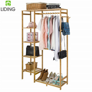 Bamboo Wood Clothing Garment Rack Clothes Drying Rack