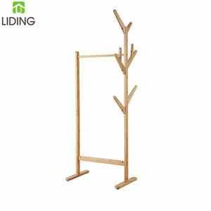 Bamboo Clothing Garment Rack Tree Stand Coat Hanger