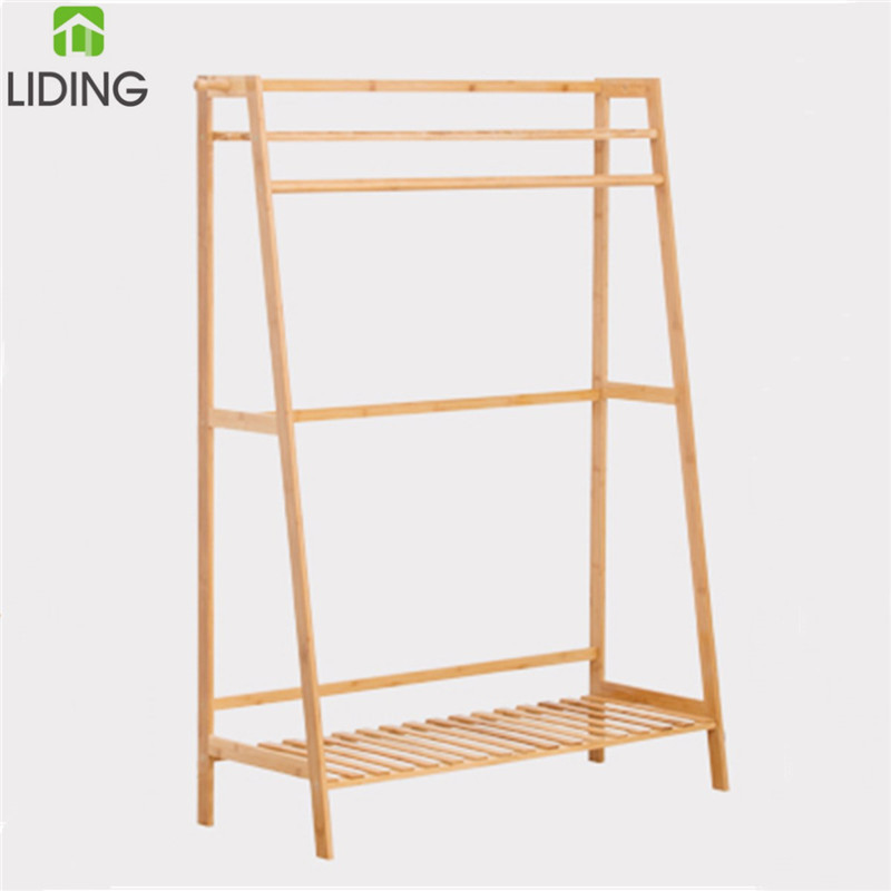 Bamboo Clothes Rack with Clothing Hanging Rack Organizer, Drying Rack, Garment Racks