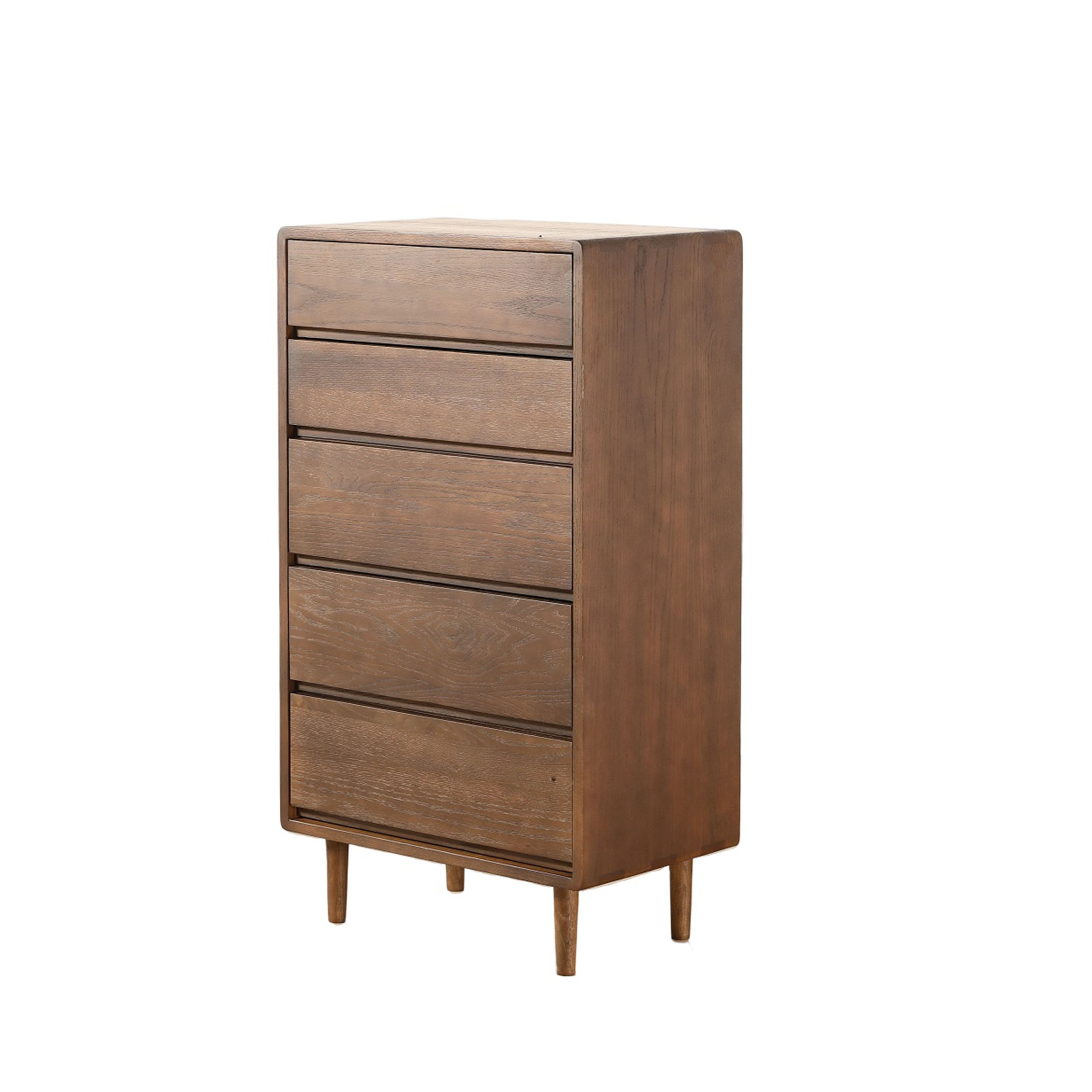 Bedroom Furniture Modern Storage Cabinets 5 Drawers Solid Oak Wood Chest of Drawers