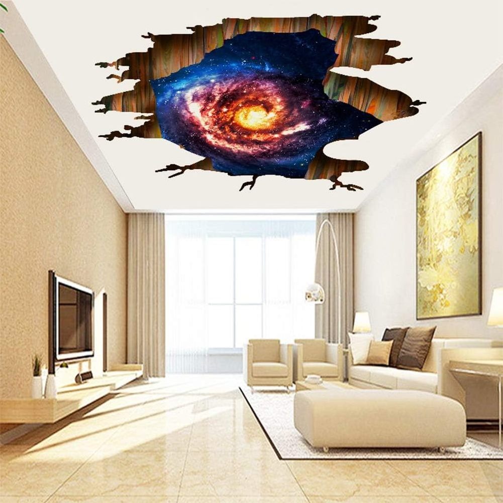 Newest design high quality 3D movement outer space galaxy astronaut wall stickers for floor ceiling decoration