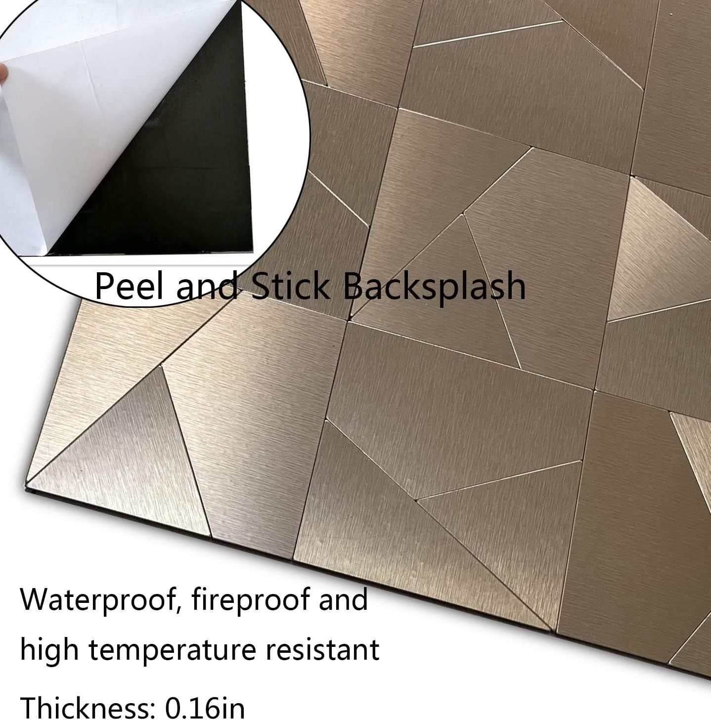 New style new design peel and stick metal back splash tile self adhesive 3D wall  aluminium foil sticker paper for kitchen