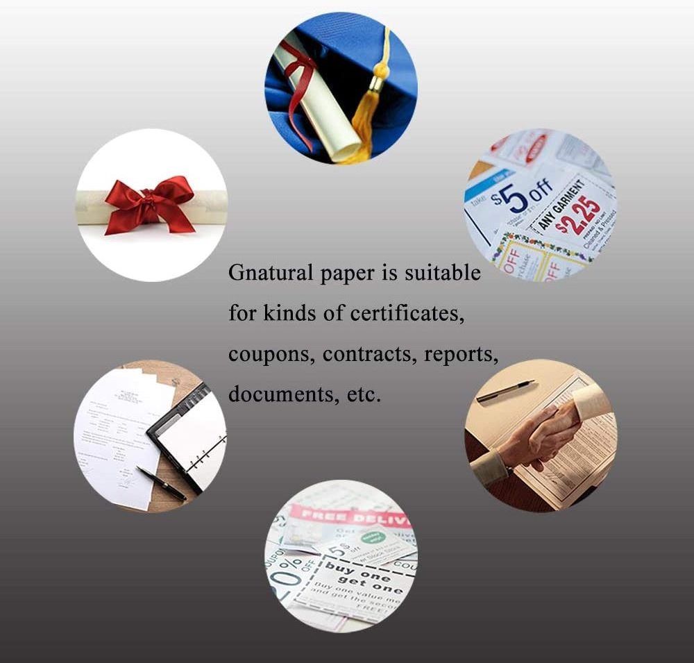 75% cotton 25% linen paper high quality custom watermark certificate  paper with security thread