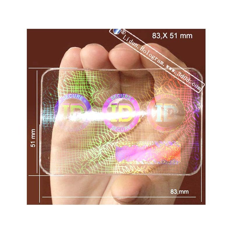 Custom transparent ID card anti-counterfeiting 3D hologram overlay plastic ID card printing card printing