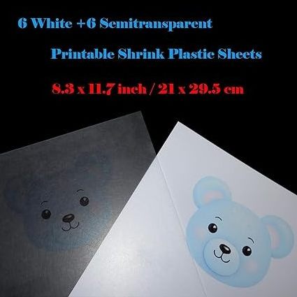 Printable Shrink Plastic Sheets For Ink Jet Printers, Shrink Art Paper Shrink Film Sheets for Creative Craft Mothers Day Gifts,