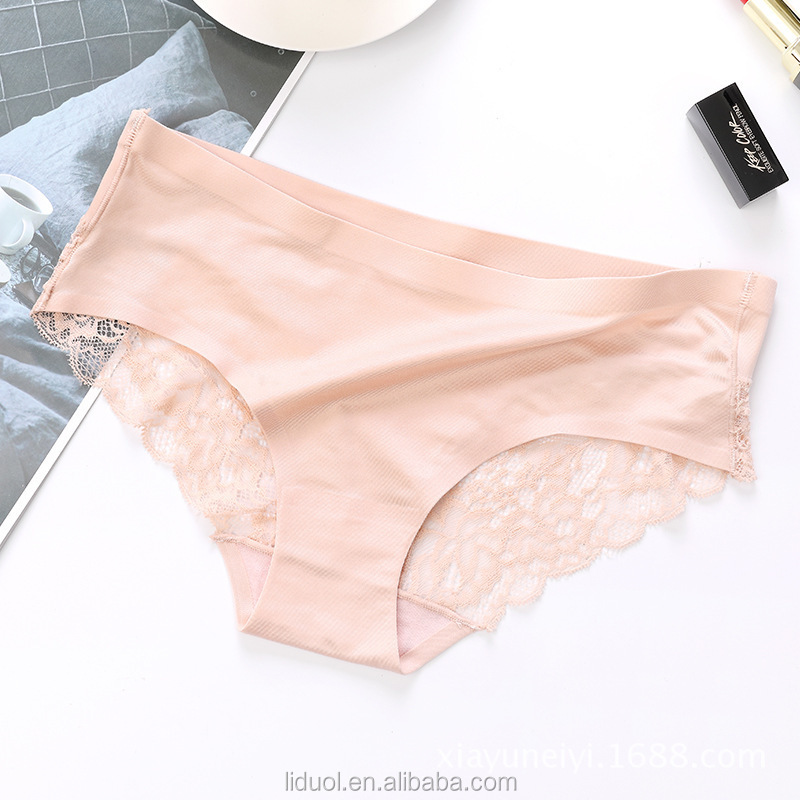 NK108 Factory wholesale Women Sexy Satin Ice Silk Lingerie Sexy briefs Seamless Lace Panties women's panties woman underwear