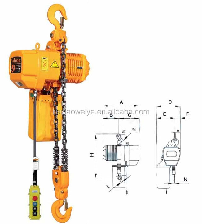 5 ton 10 tons nitchi  electric pull lift chain hoist with manual trolley