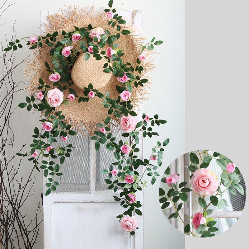 Indoor Living Room Wall Hanging Decoration Fake Vine Air Conditioning Water Pipe Simulation Peony Rose Vine Christmas Graduation