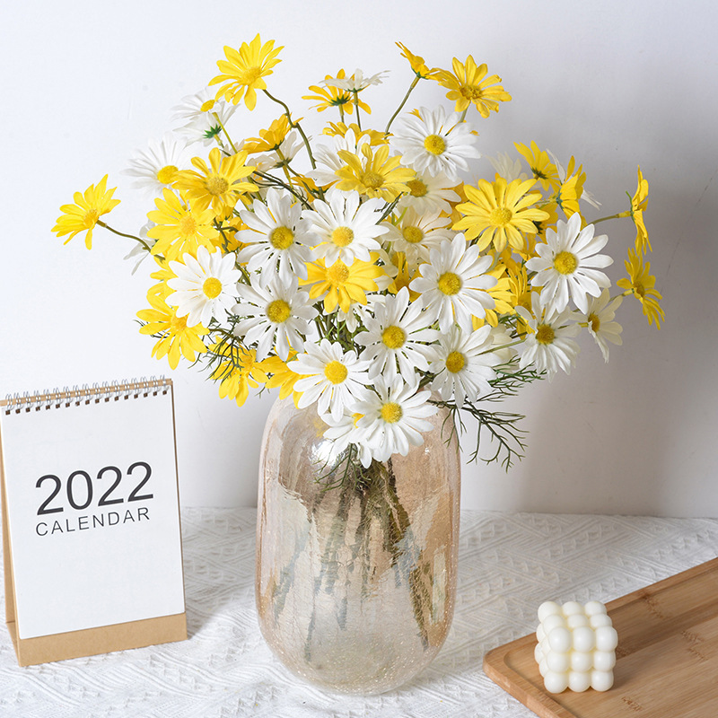 Fresh Little Daisy Chamomile Simulation Flower Bouquet Garden Wedding Home Decoration Fake Flower Shooting Props Wholesale