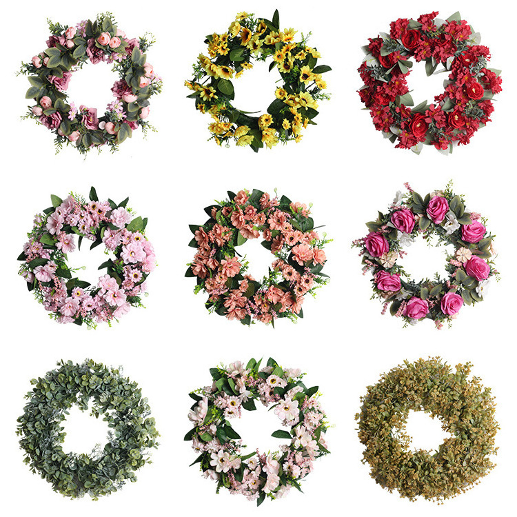 Christmas Simulation Rose Wreath Lintel False Flower Door Decoration Wreath Wall Hanging