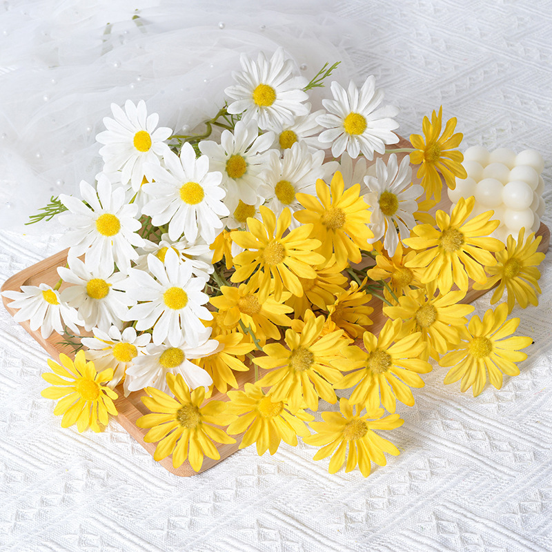 Fresh Little Daisy Chamomile Simulation Flower Bouquet Garden Wedding Home Decoration Fake Flower Shooting Props Wholesale