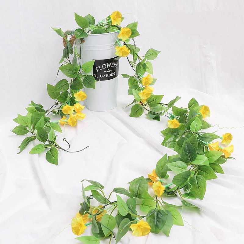 Home Wedding Christmas Decoration Ceiling Air Conditioning Pipe Winding Simulation with Morning Glory Vine Fake Flower Vine