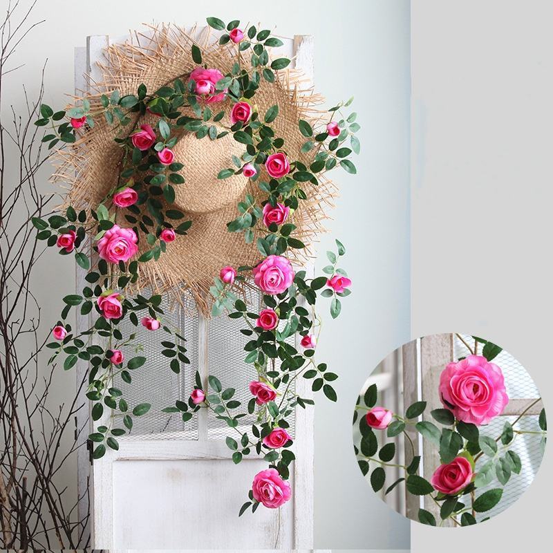 Indoor Living Room Wall Hanging Decoration Fake Vine Air Conditioning Water Pipe Simulation Peony Rose Vine Christmas Graduation