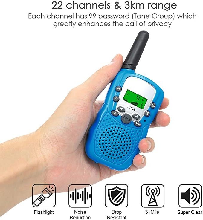 Factory Direct UHF 462.550-467.7125MHz 0.5W 22CH Kids Children Boy Girl Gift LCD Display 2 Way Radio T-388 Mini Walkie Talki