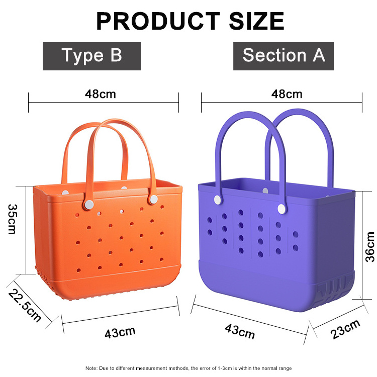 New Wholesale Women Beach Waterproof Rubber Handbags Large Fashion Eva Plastic Silicone Bag With Holes Women's Tote Bags