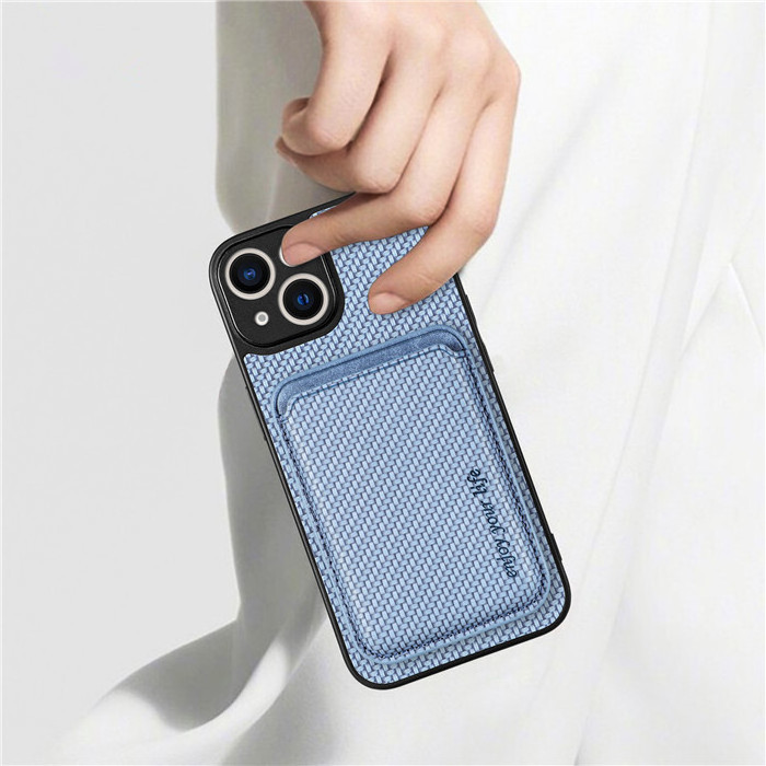 New Carbon Fiber Texture Design Phone Case Luxury Pu Leather Back Cover Magnetic Detachable Card Holder Wallet Phone Case