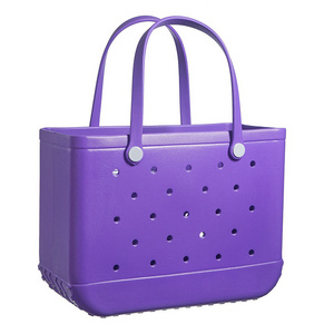 New Wholesale Women Beach Waterproof Rubber Handbags Large Fashion Eva Plastic Silicone Bag With Holes Women's Tote Bags